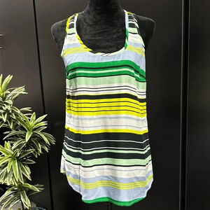 Banana Republic Tank/tunic,semi sheer,wide racerback,horizontal stripe,light